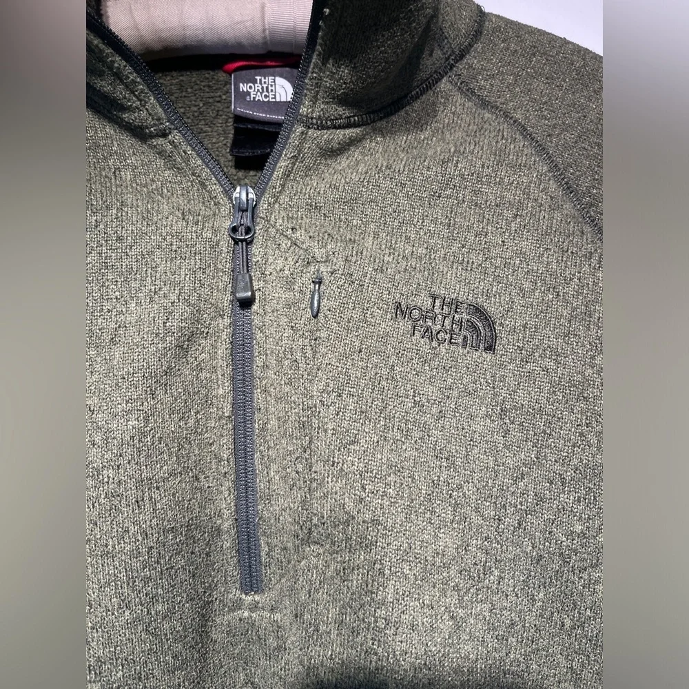 The North Face Quarter Zip Pullover Fleece Sweater Green Sz LG